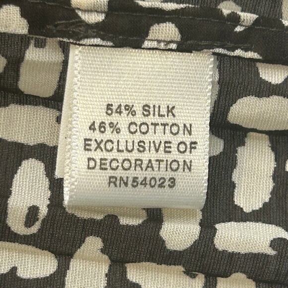 Banana Republic brown and cream pleated belted collared dress silk blend size 6 - Picture 10 of 13